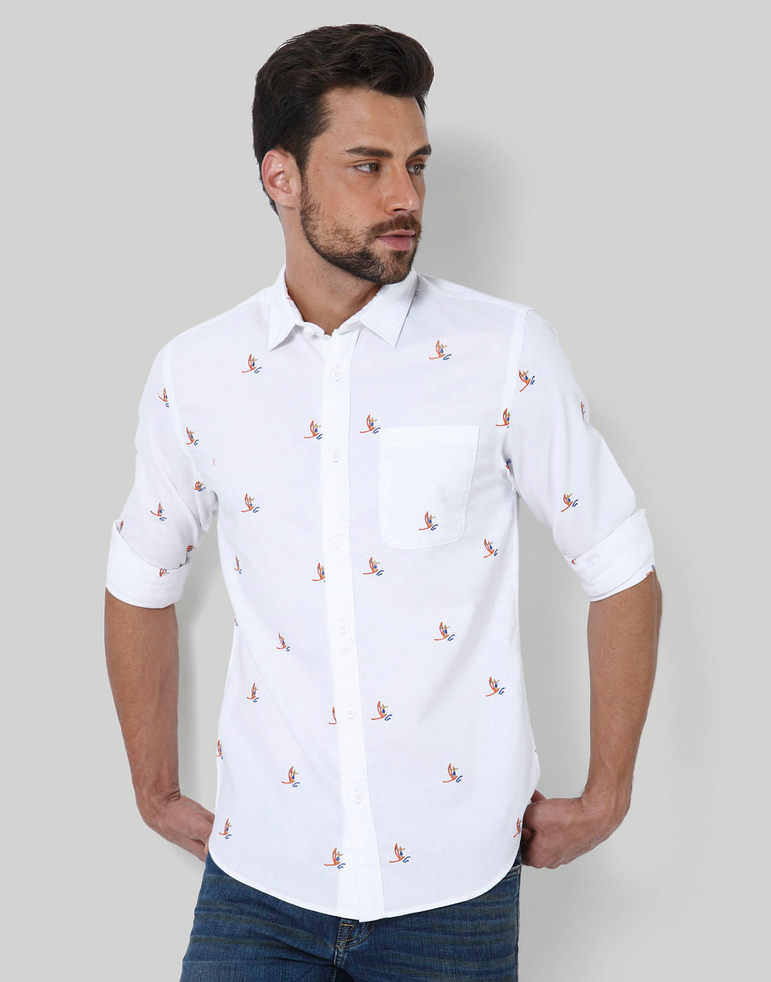 White Sailboat Print Shirt