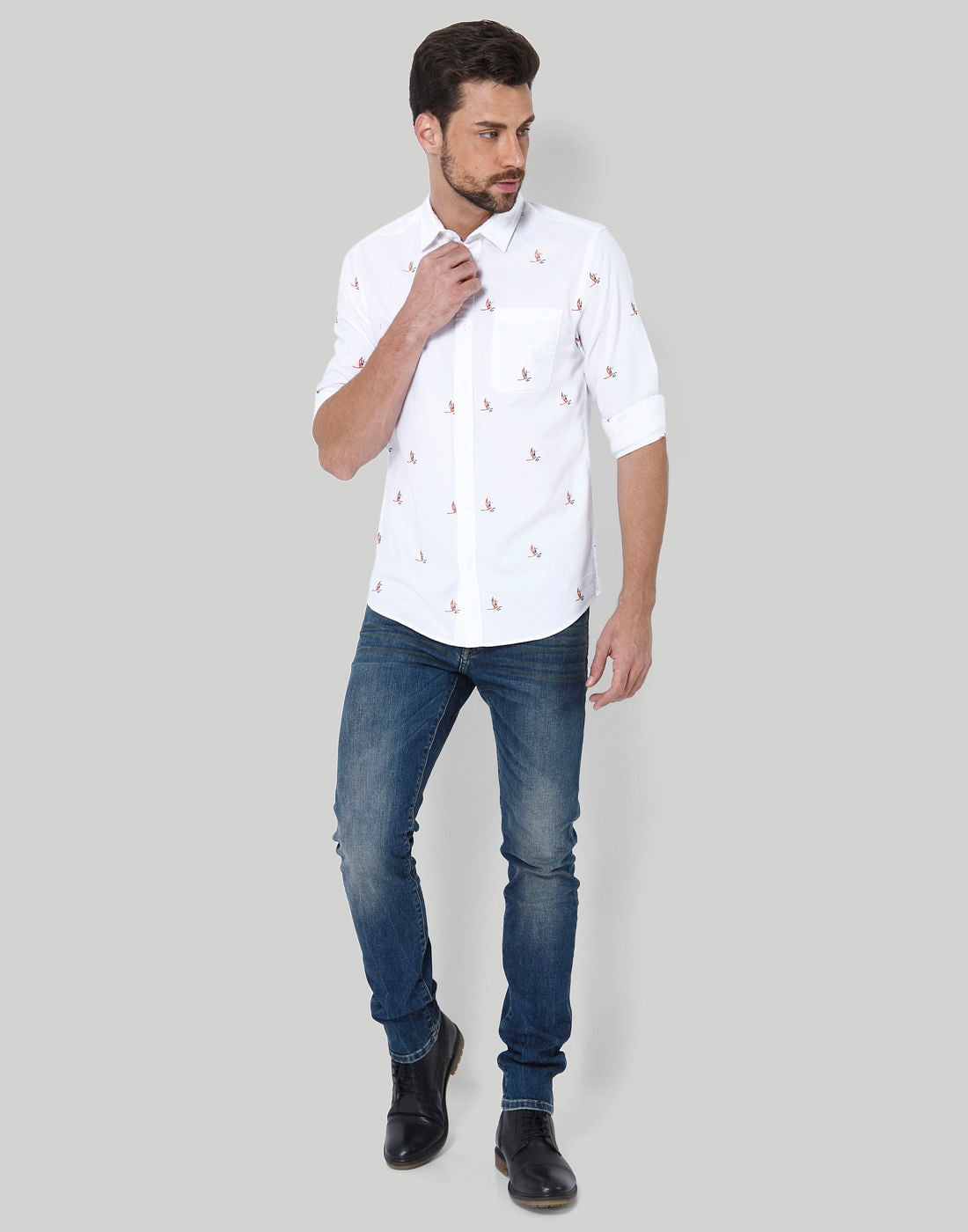 White Sailboat Print Shirt