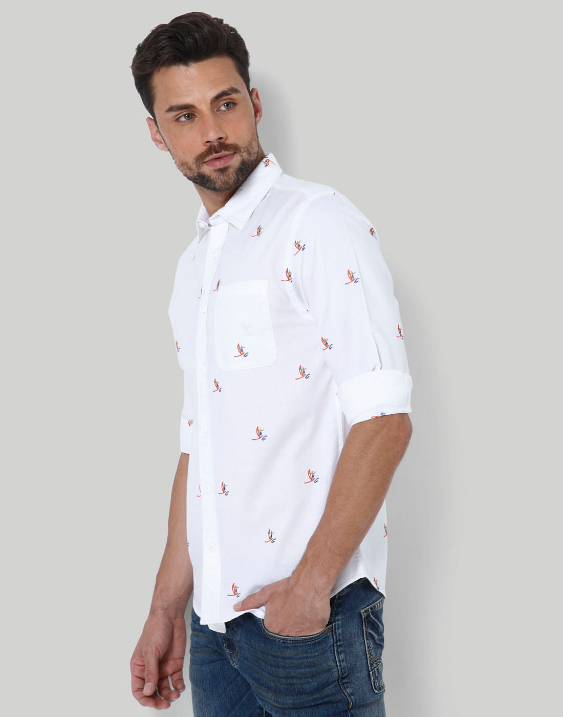White Sailboat Print Shirt