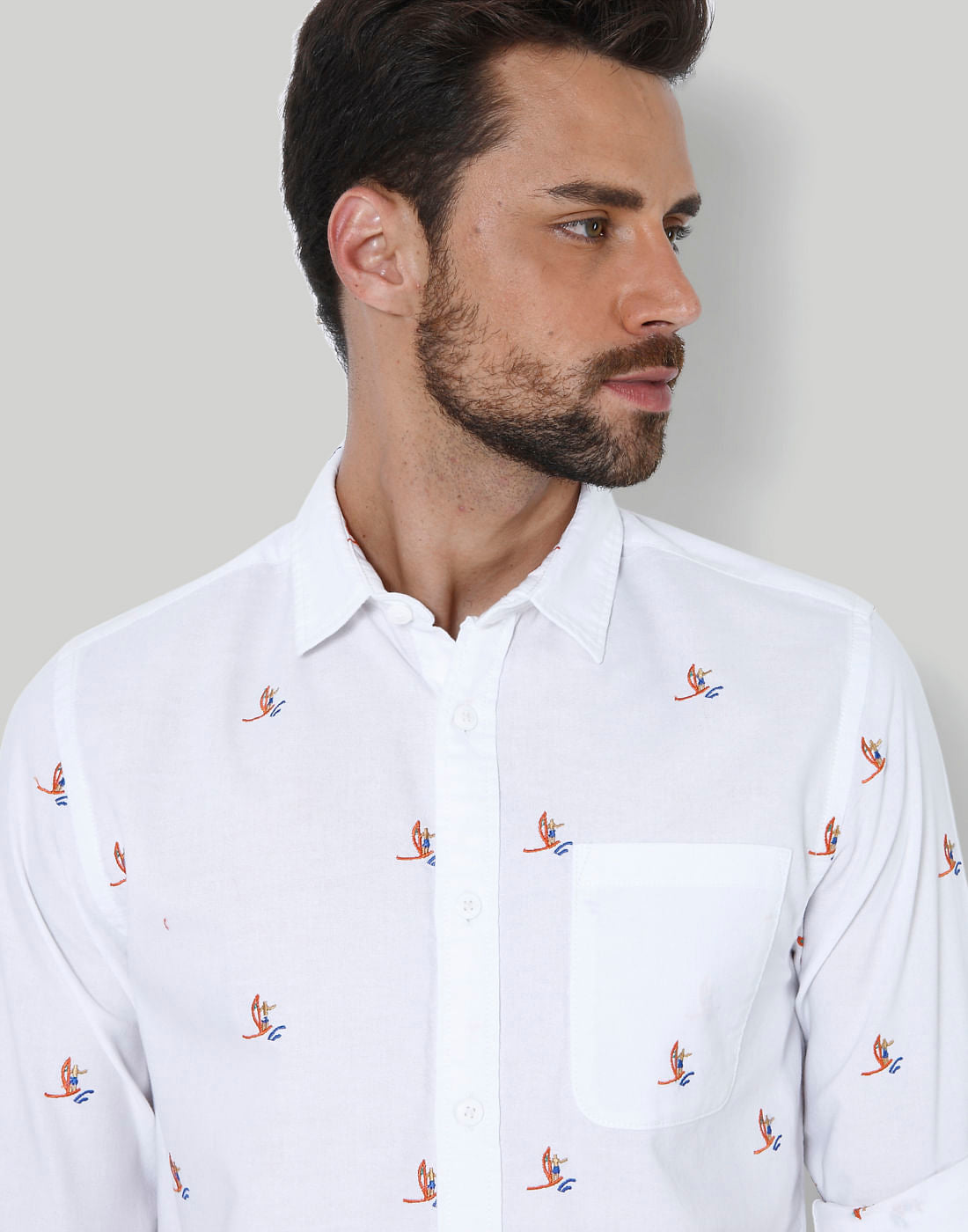 White Sailboat Print Shirt