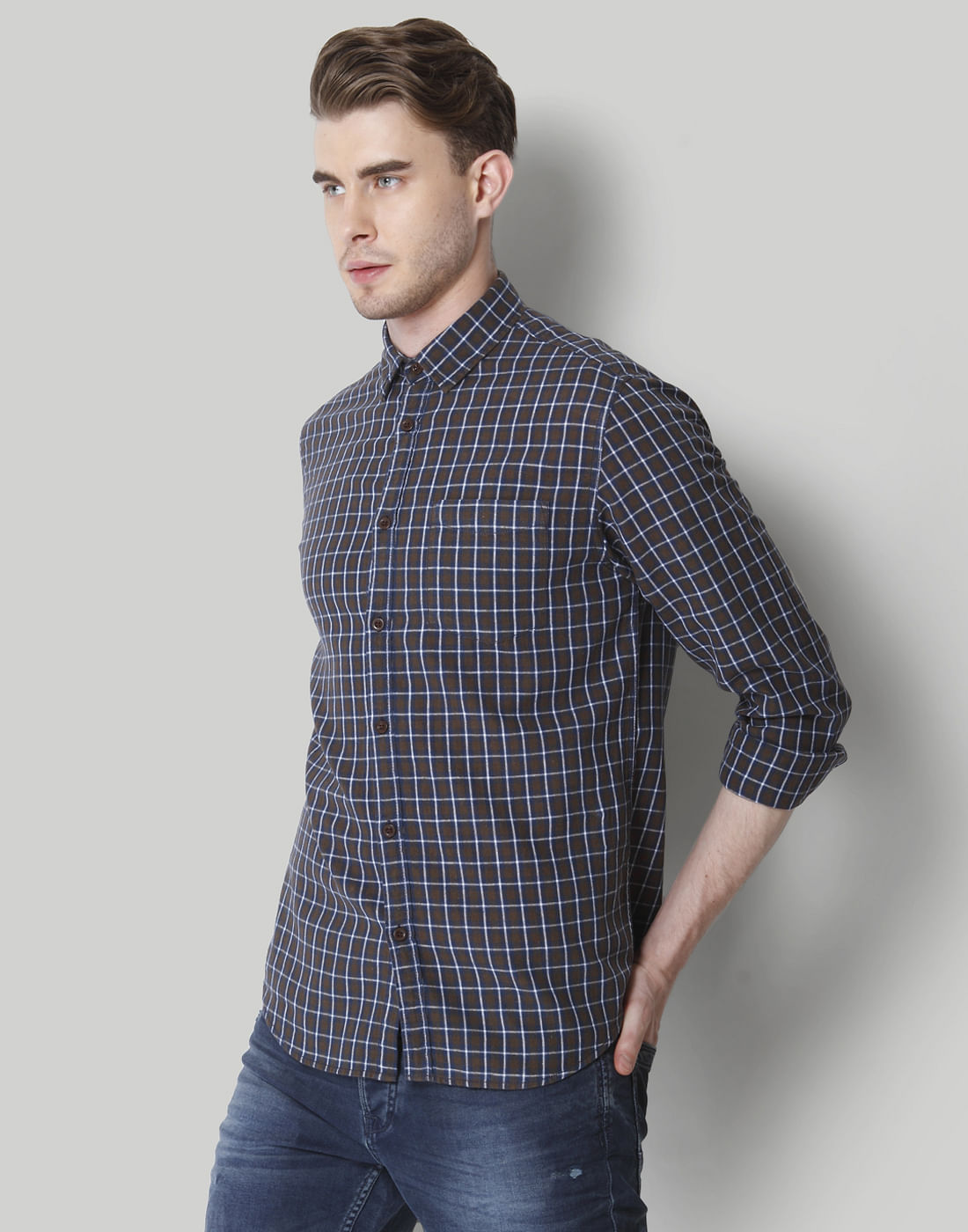 Brown Check Shirt