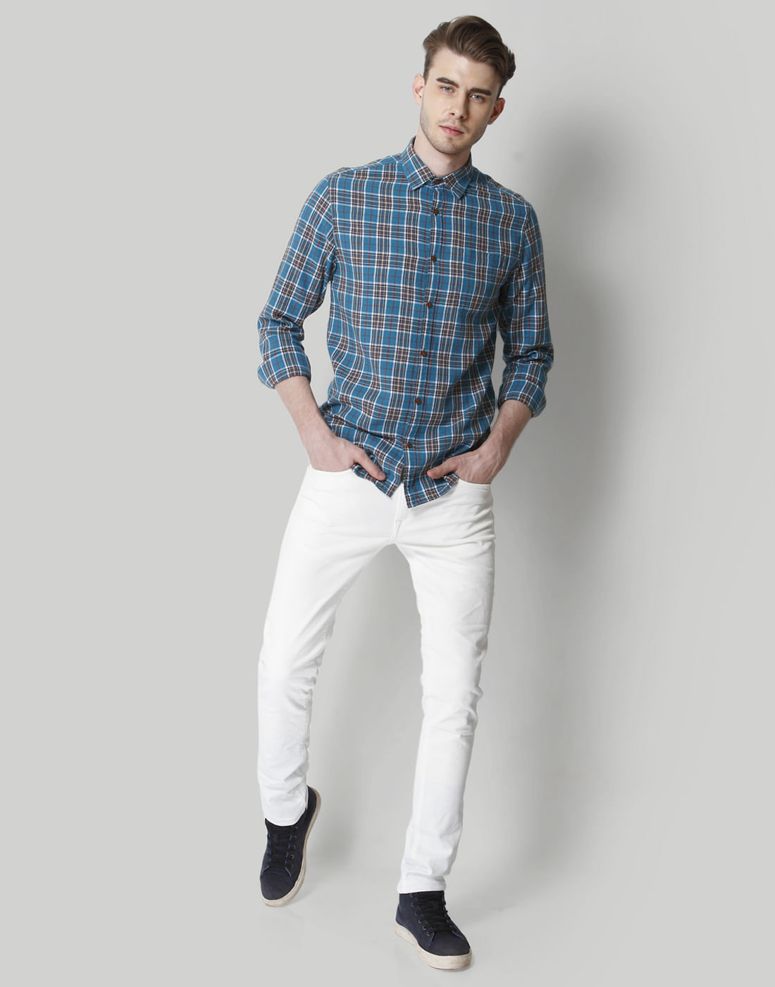 Blue Check Linen Shirt