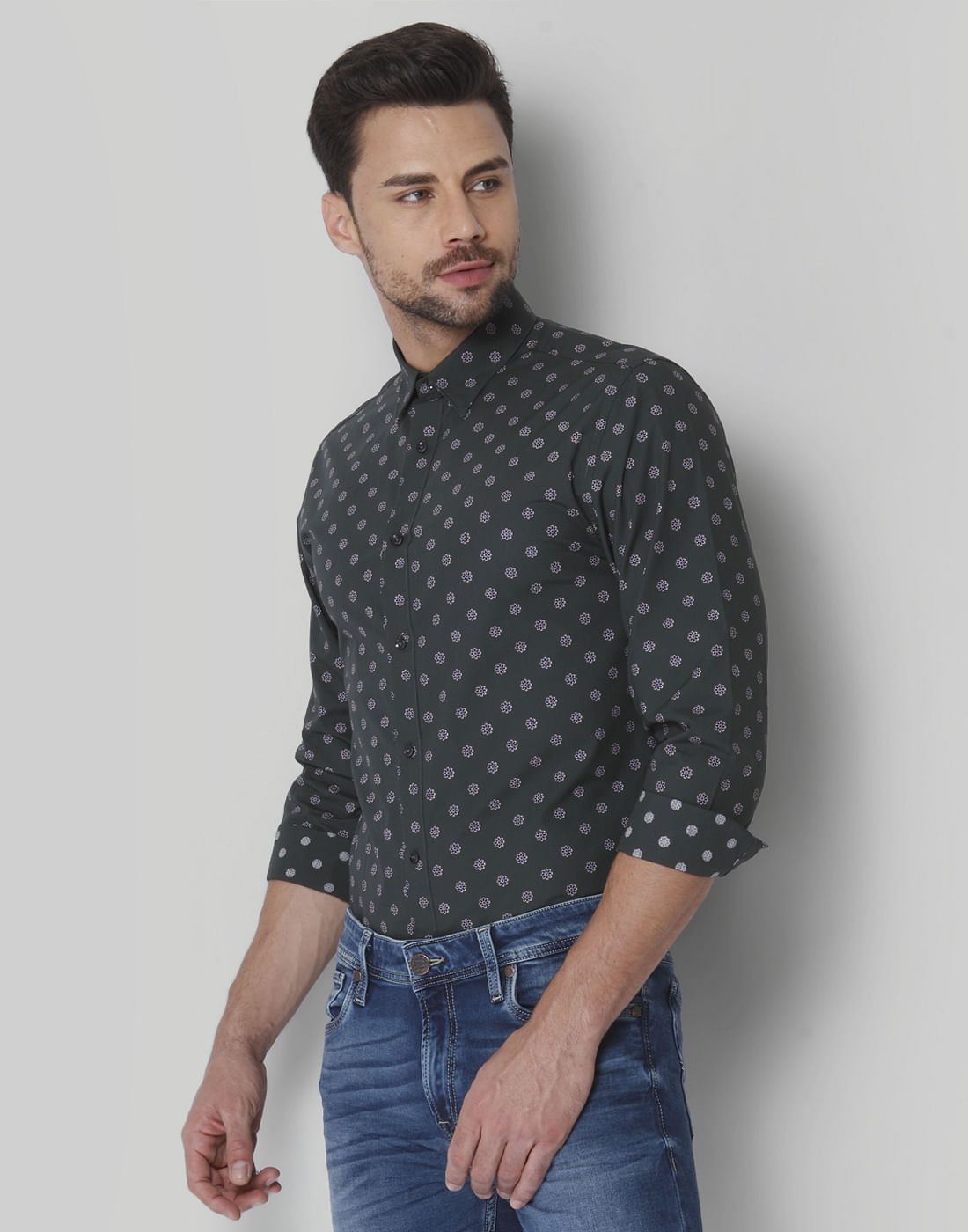 Brown Floral Print Shirt