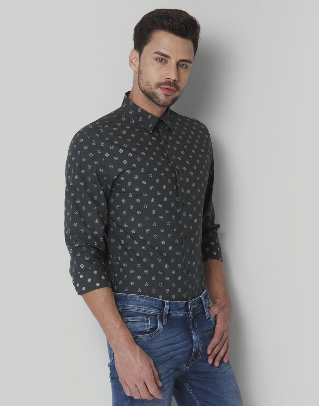Brown Floral Print Shirt