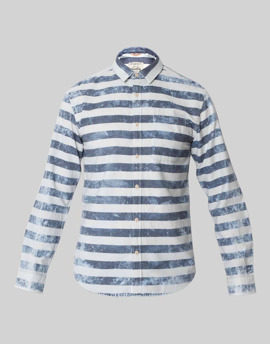 Beige & Grey Striped Shirt