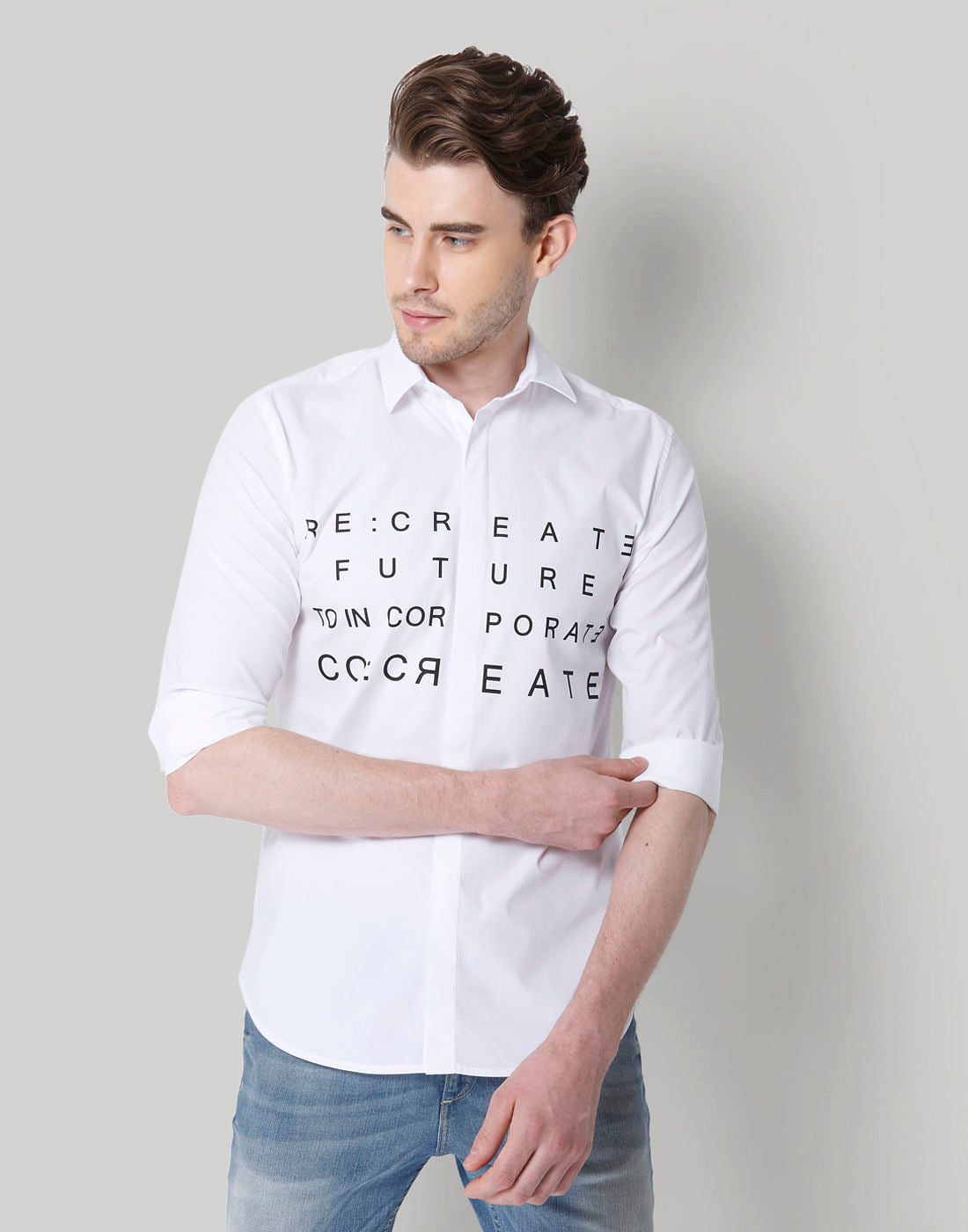 White Text Print Shirt