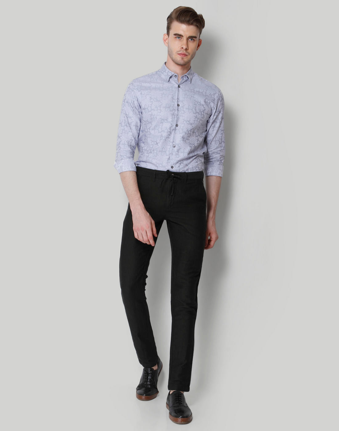 Grey Self Print Shirt