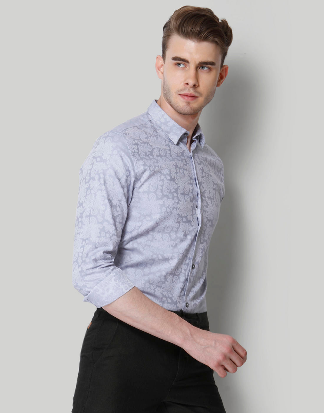 Grey Self Print Shirt