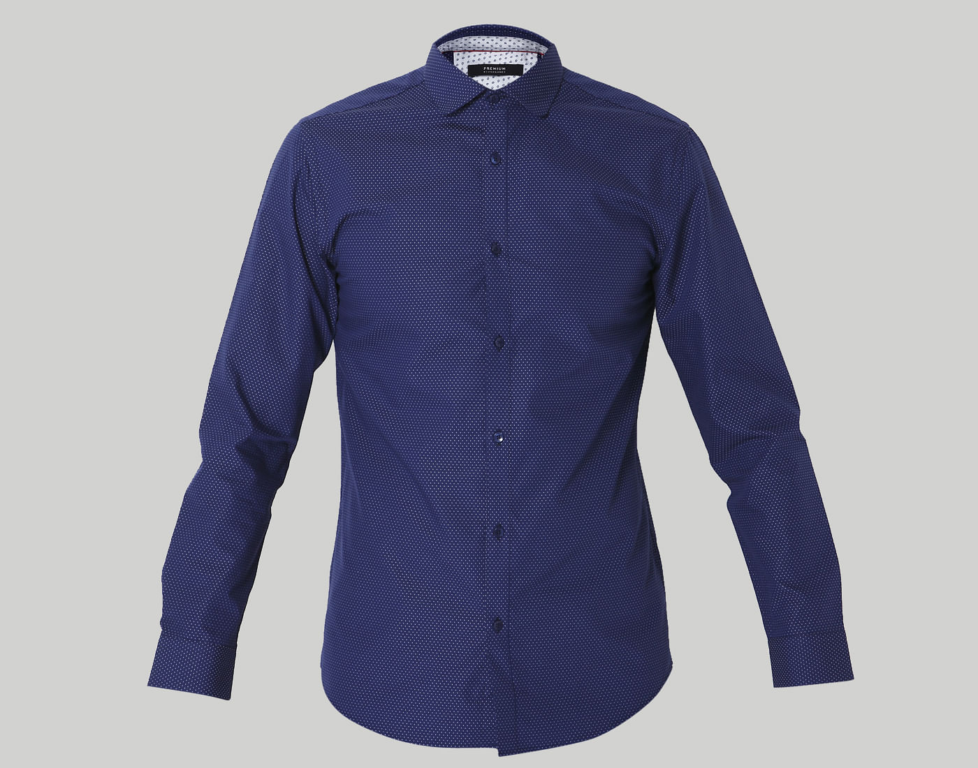 Blue Dotted Slim Fit Shirt