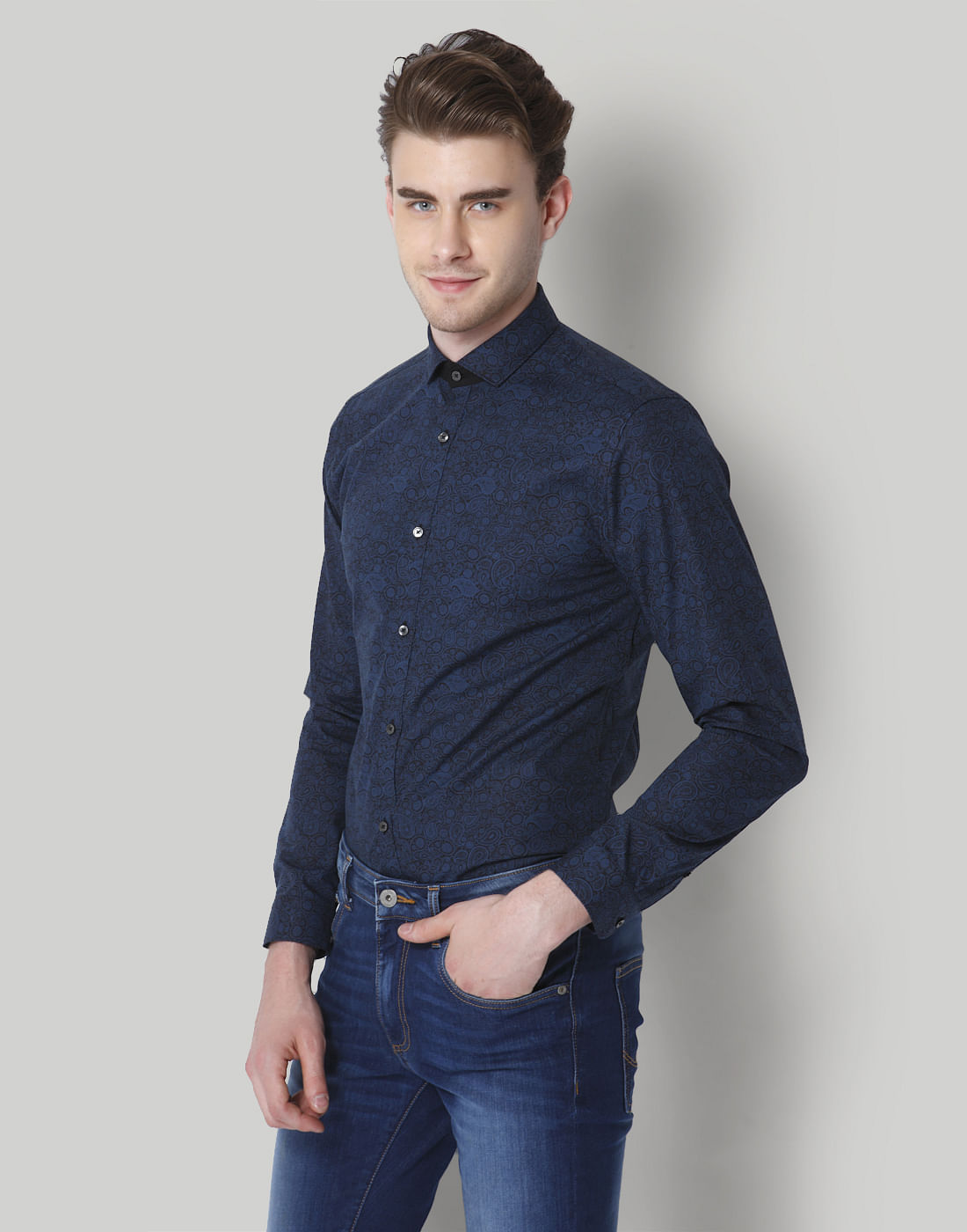 Blue Paisley Print Shirt