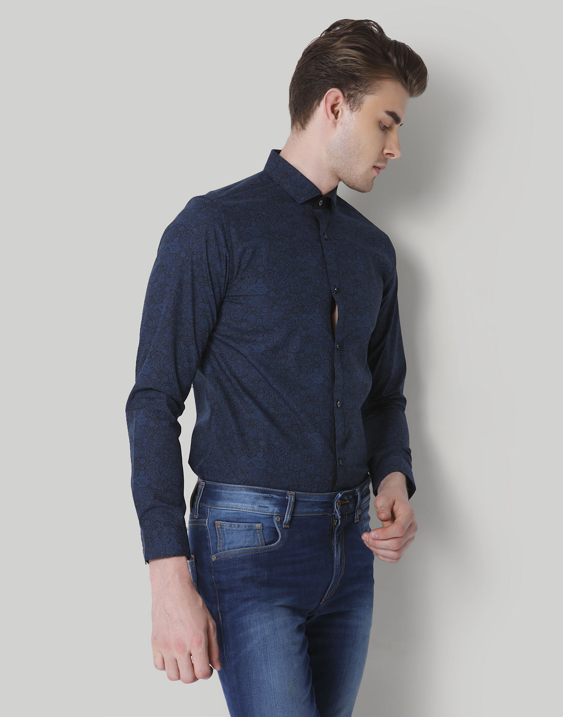 Blue Paisley Print Shirt