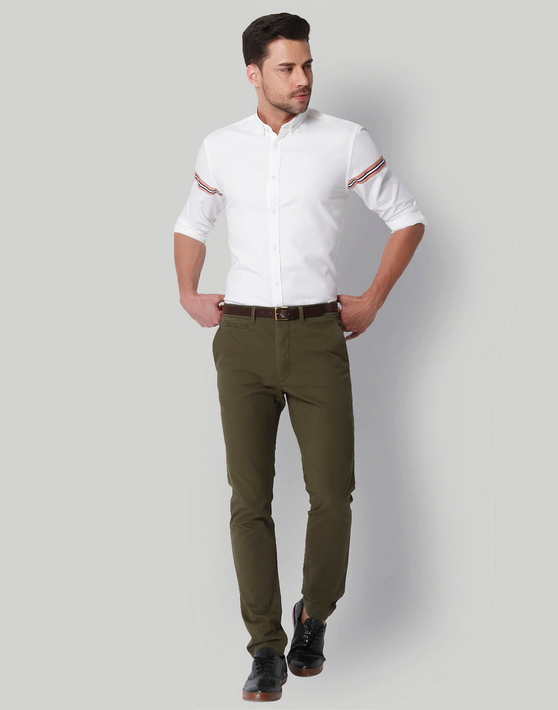 White Tape Detail Slim Fit Shirt