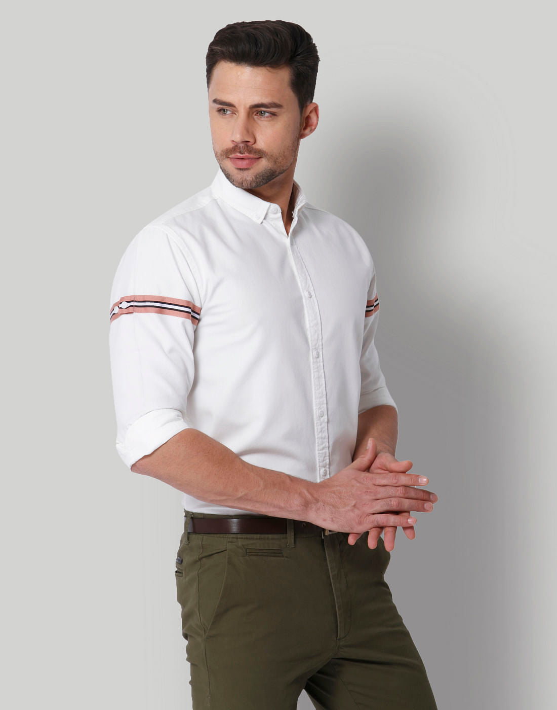 White Tape Detail Slim Fit Shirt