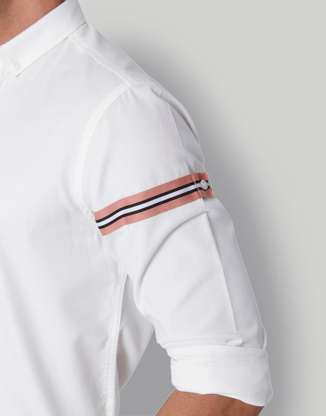 White Tape Detail Slim Fit Shirt