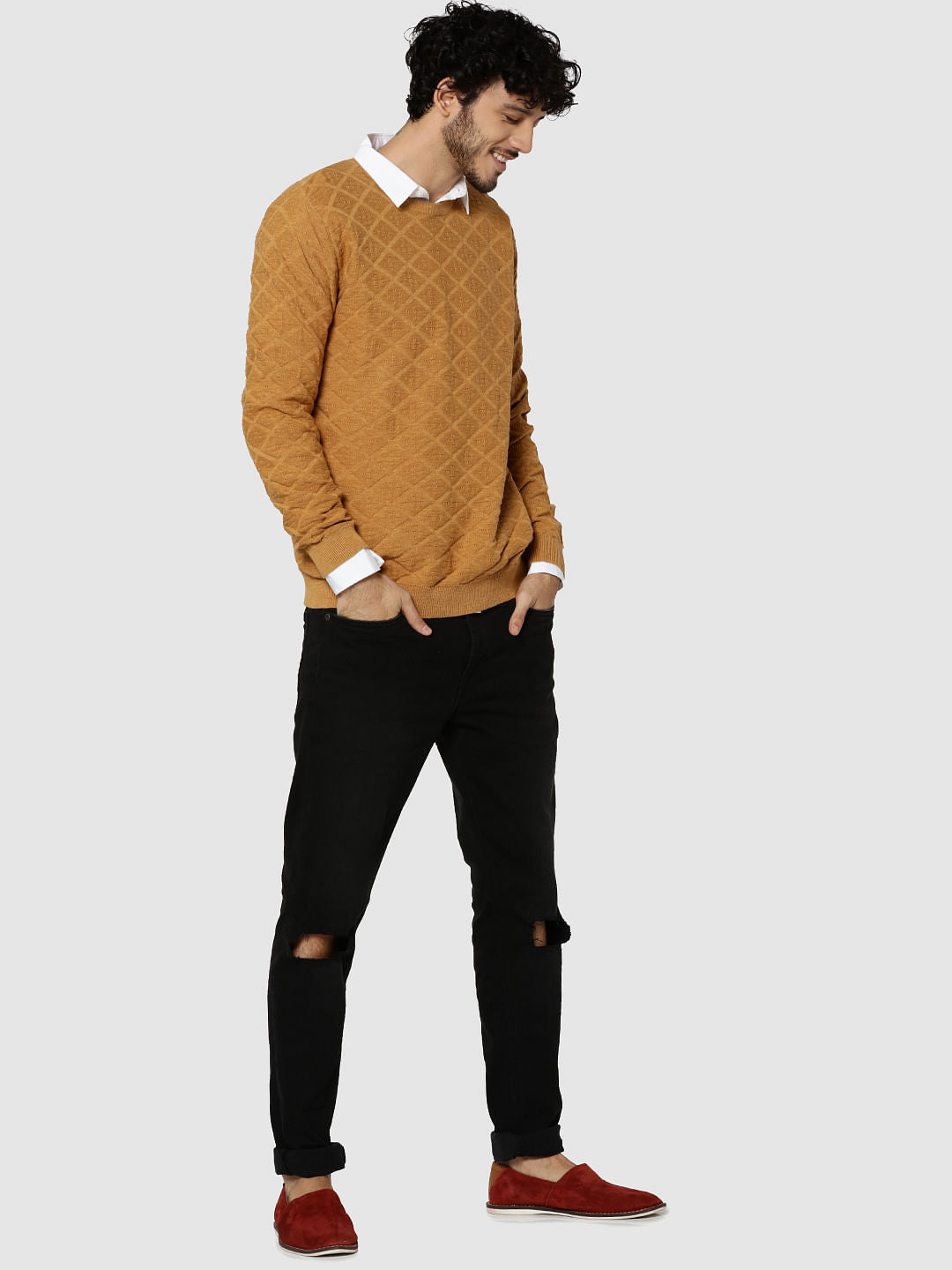 Mustard Jacquard Pullover