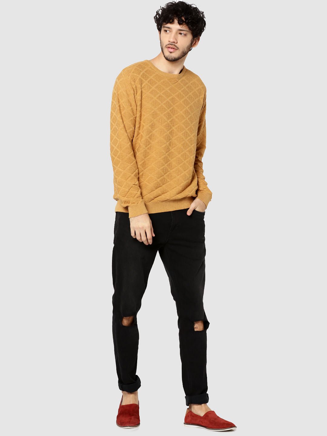 Mustard Jacquard Pullover