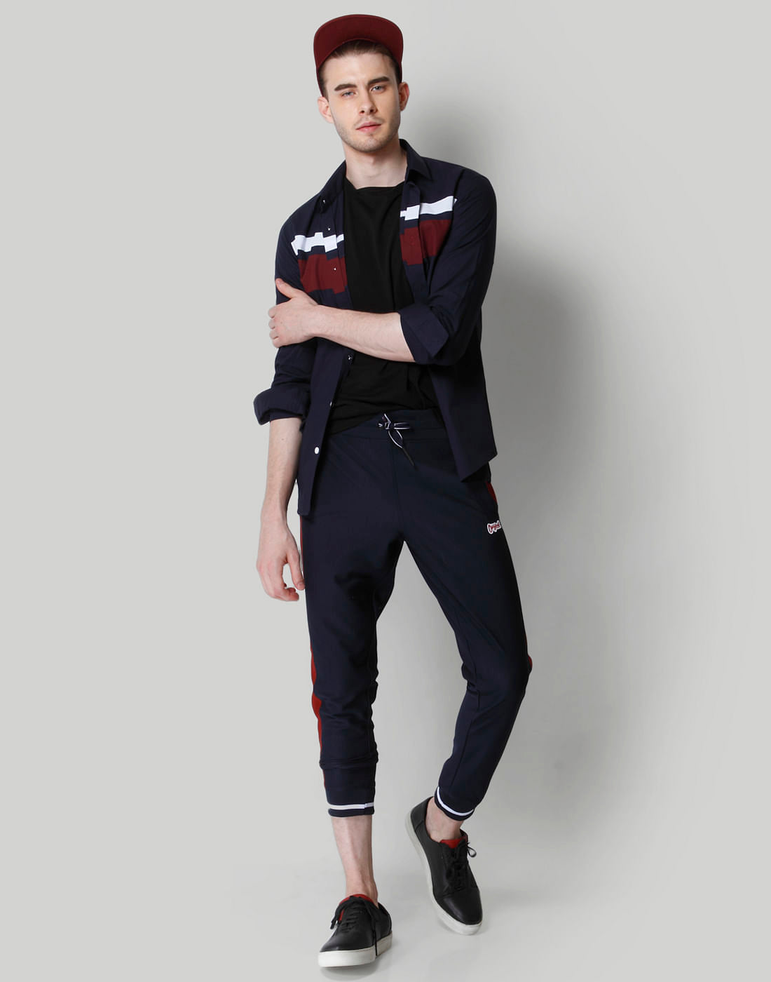 Dark Blue Tape Detail Sweatpants
