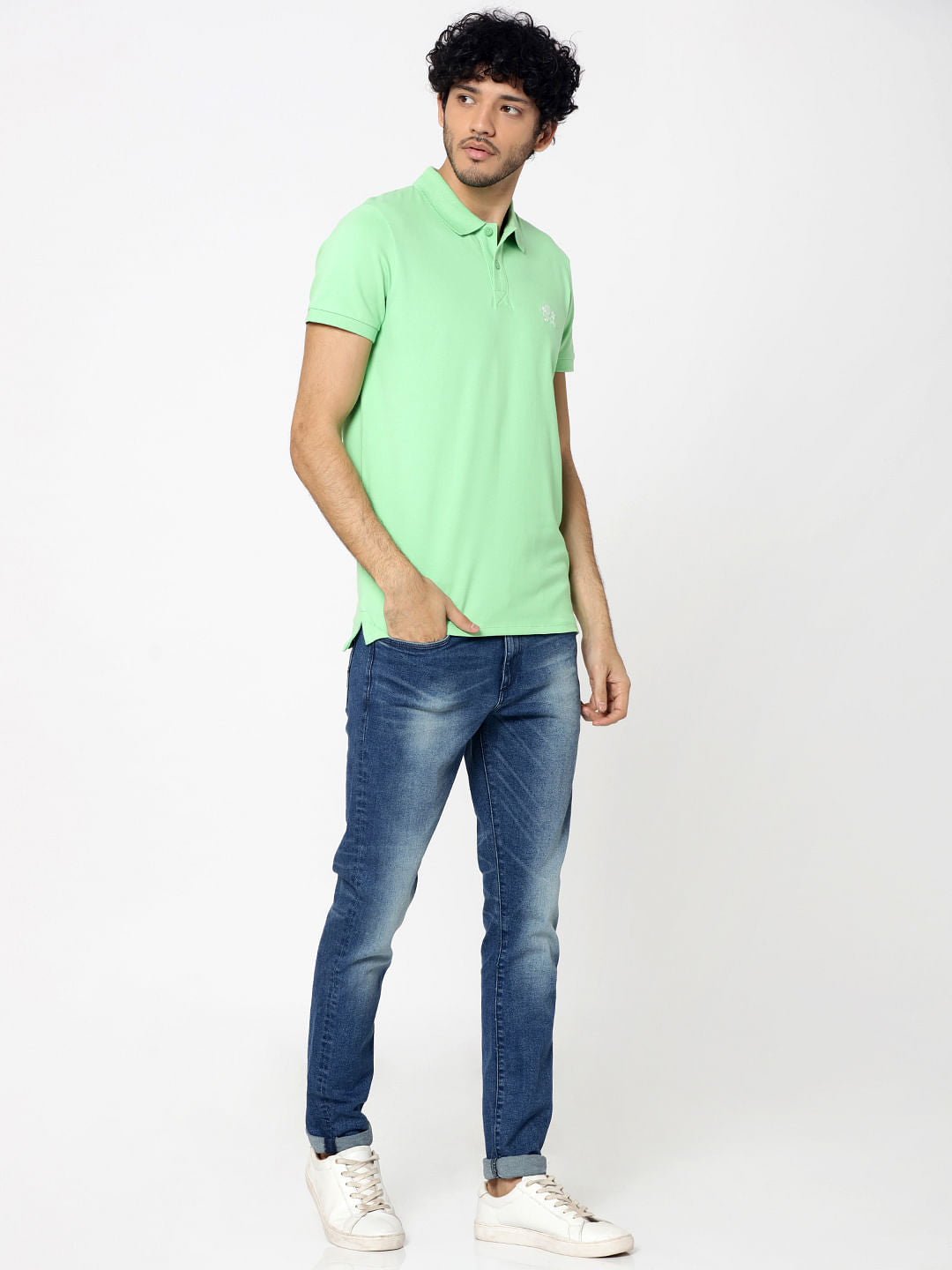 Light Green Embroidered Logo Polo T-Shirt