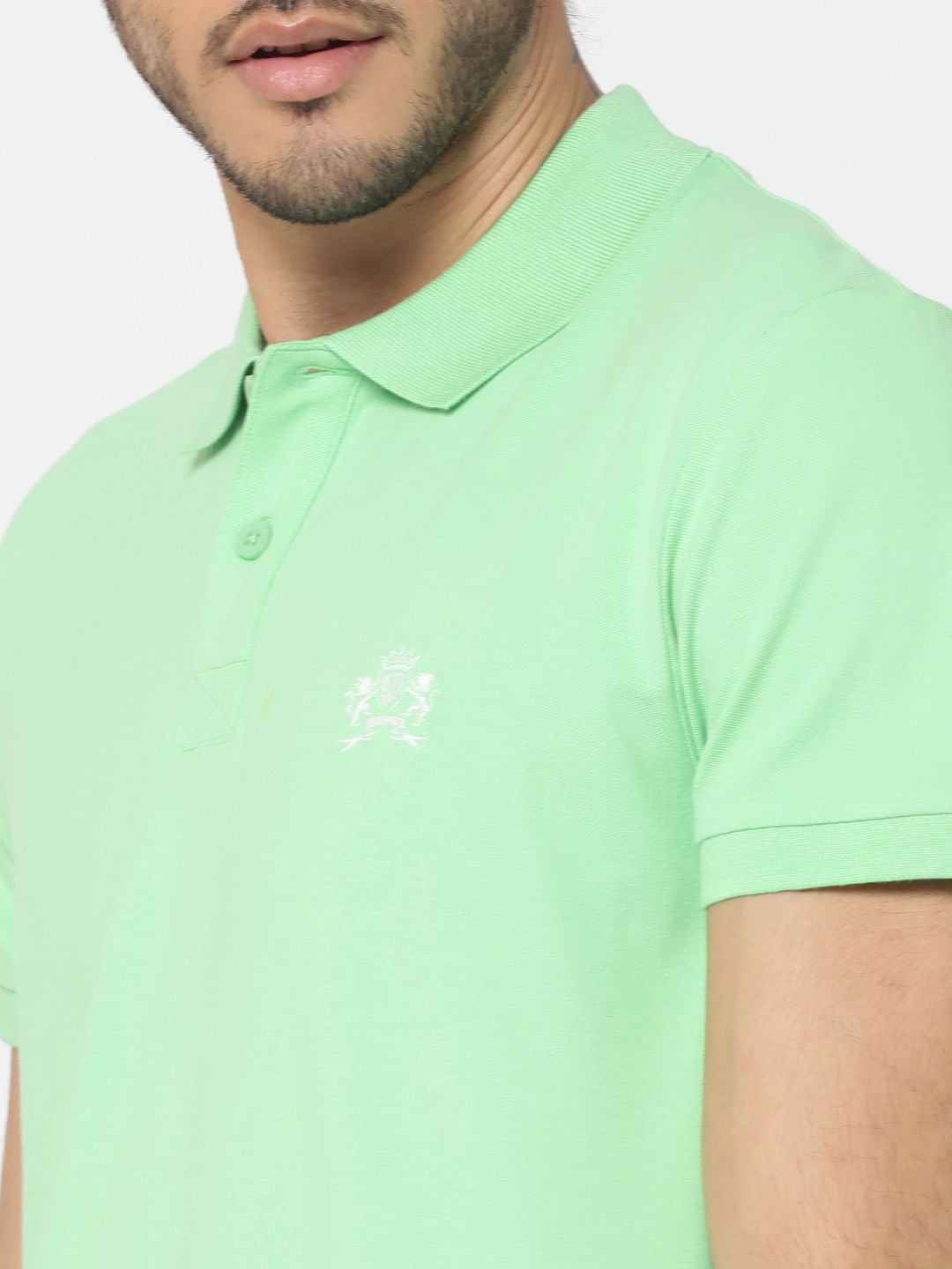 Light Green Embroidered Logo Polo T-Shirt