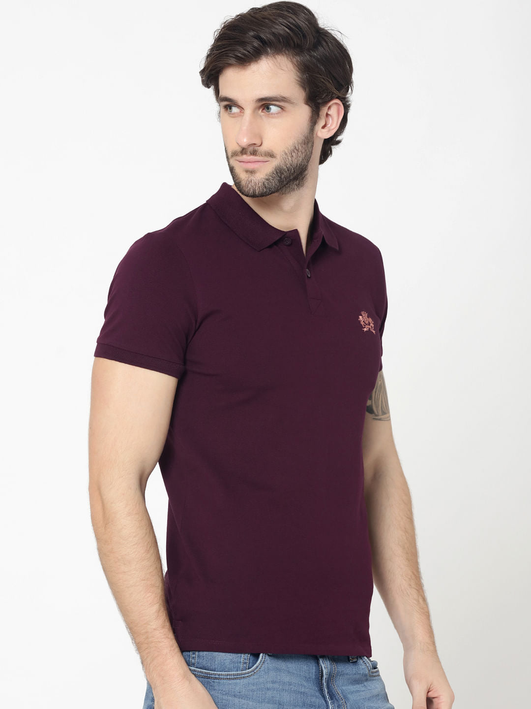 Burgundy Embroidered Logo Polo T-Shirt