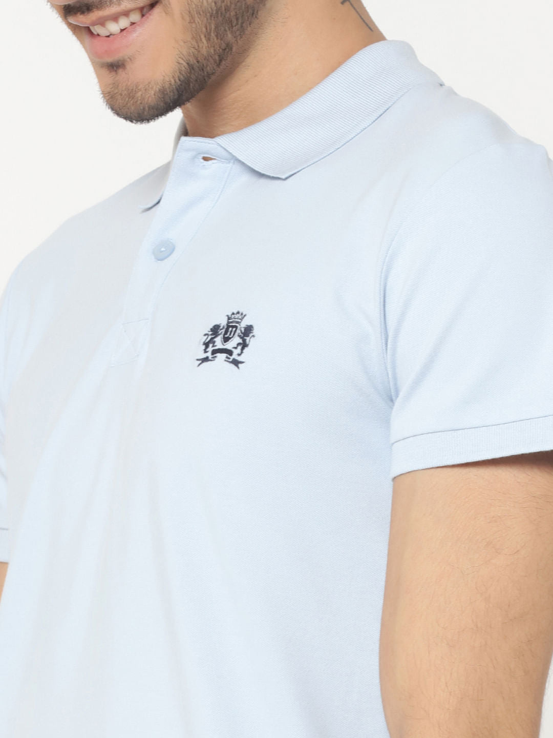 Light Blue Embroidered Logo Polo T-Shirt