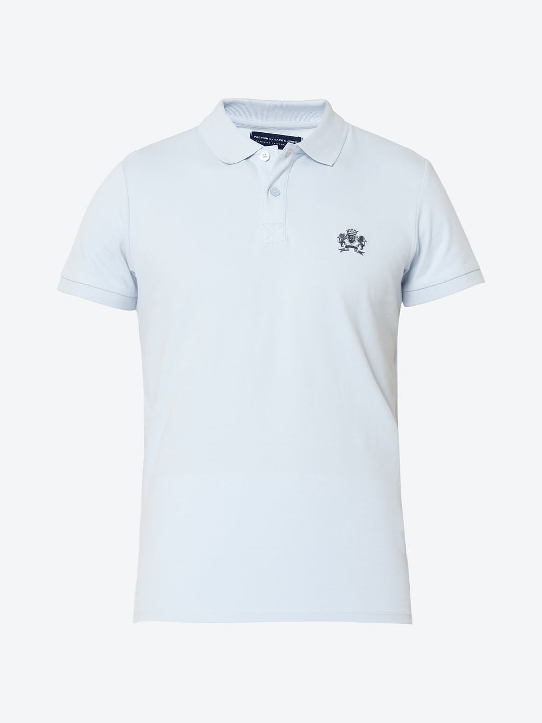 Light Blue Embroidered Logo Polo T-Shirt