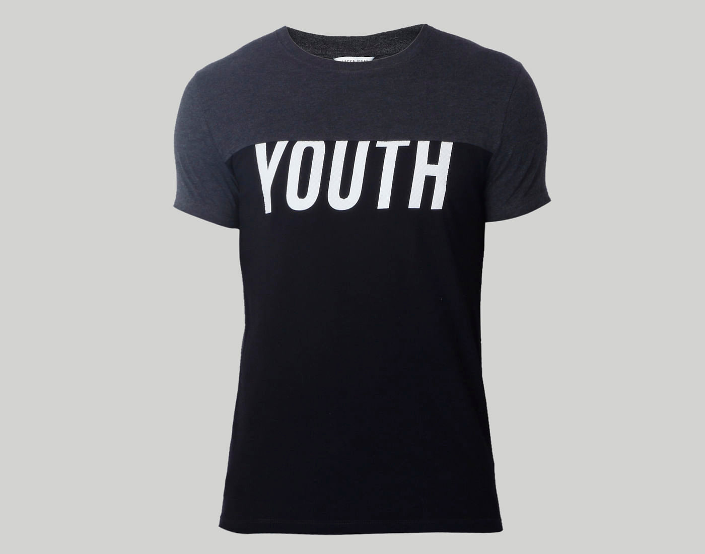 Grey & Black Crew Neck T-Shirt