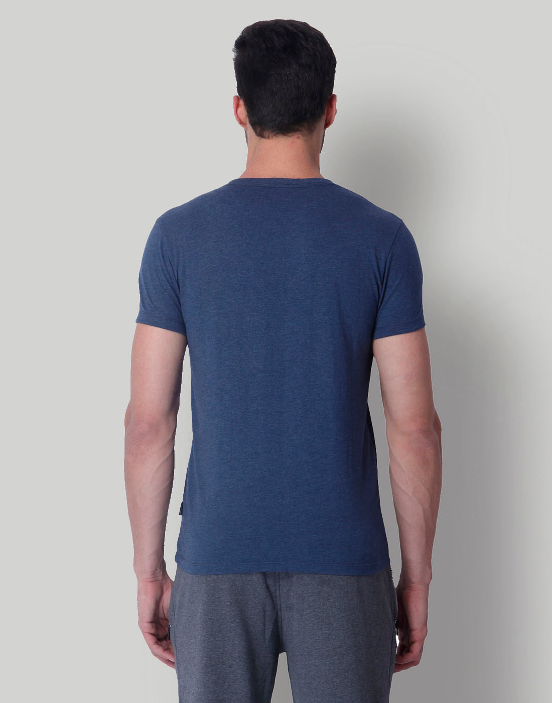Blue Colour Blocked Crew Neck T-Shirt