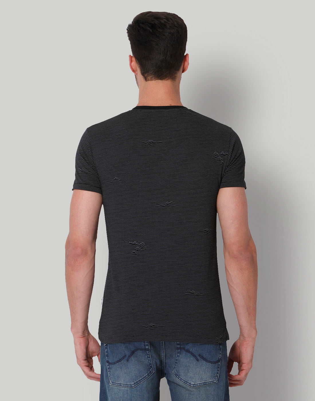 Black Text Print Crew Neck T-Shirt