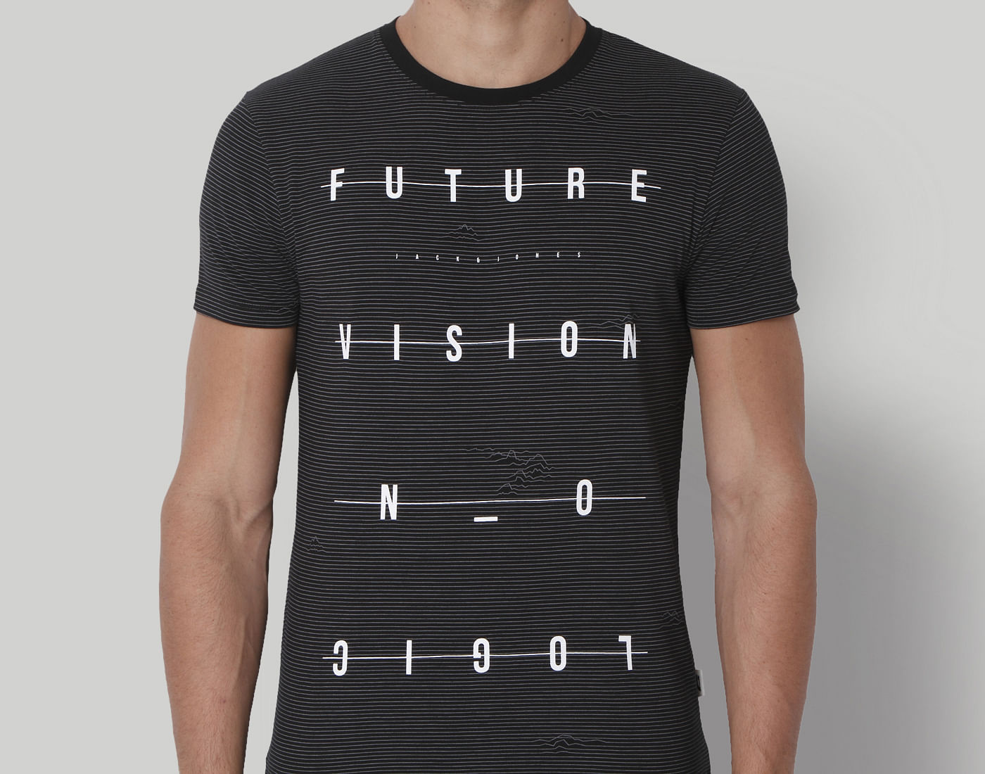 Black Text Print Crew Neck T-Shirt