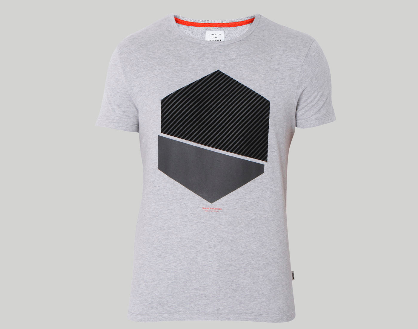 Grey Colour Blocked Graphic Print Crew Neck T-Shirt