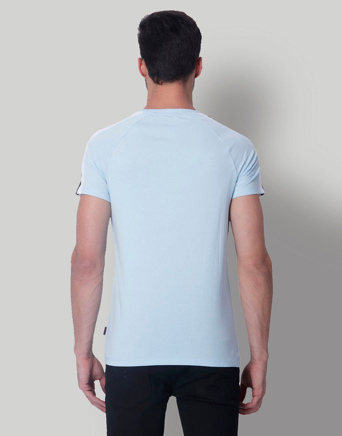 Light Blue Tape Detail Crew Neck T-Shirt