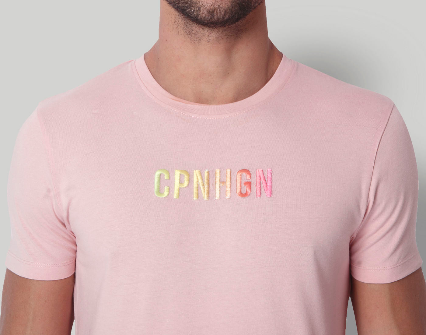 Light Pink Text Print Crew Neck T-Shirt