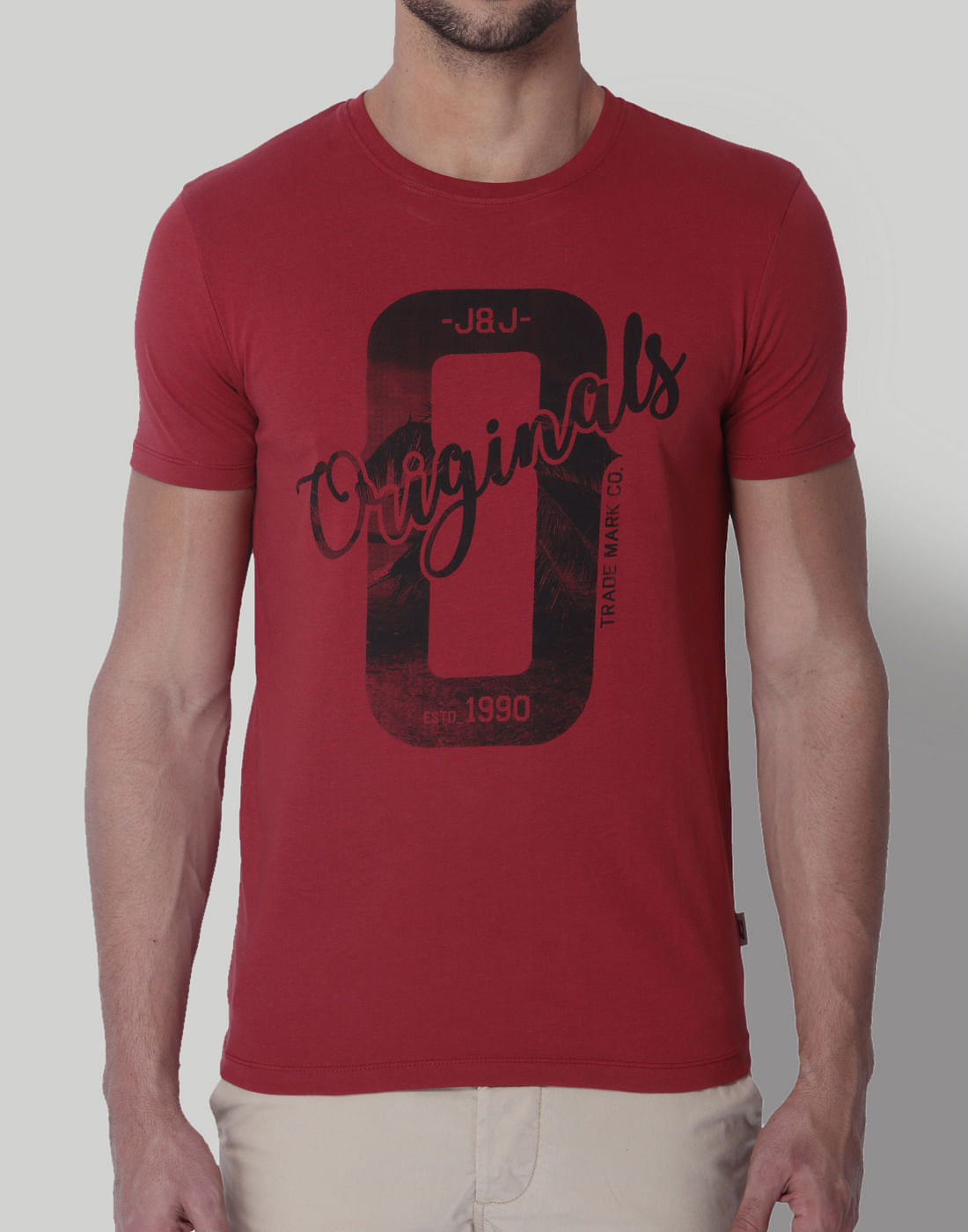 Red Printed Crew Neck T-Shirt
