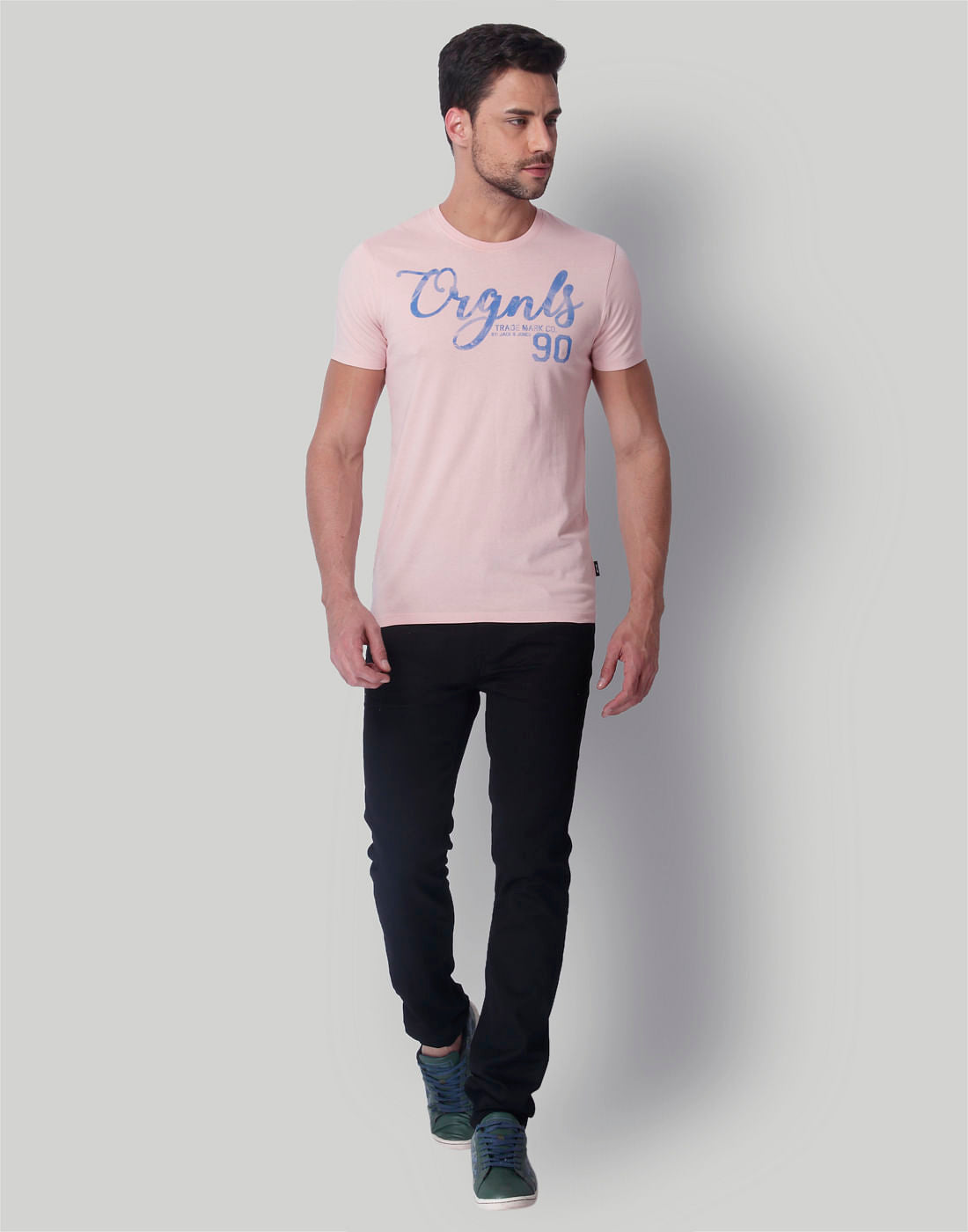 Pink & Blue Logo Print Crew Neck T-Shirt