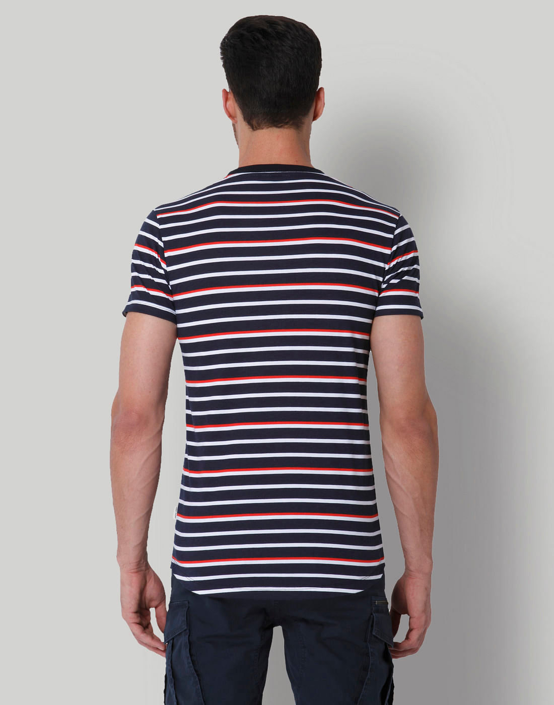 White & Red Striped Crew Neck T-Shirt