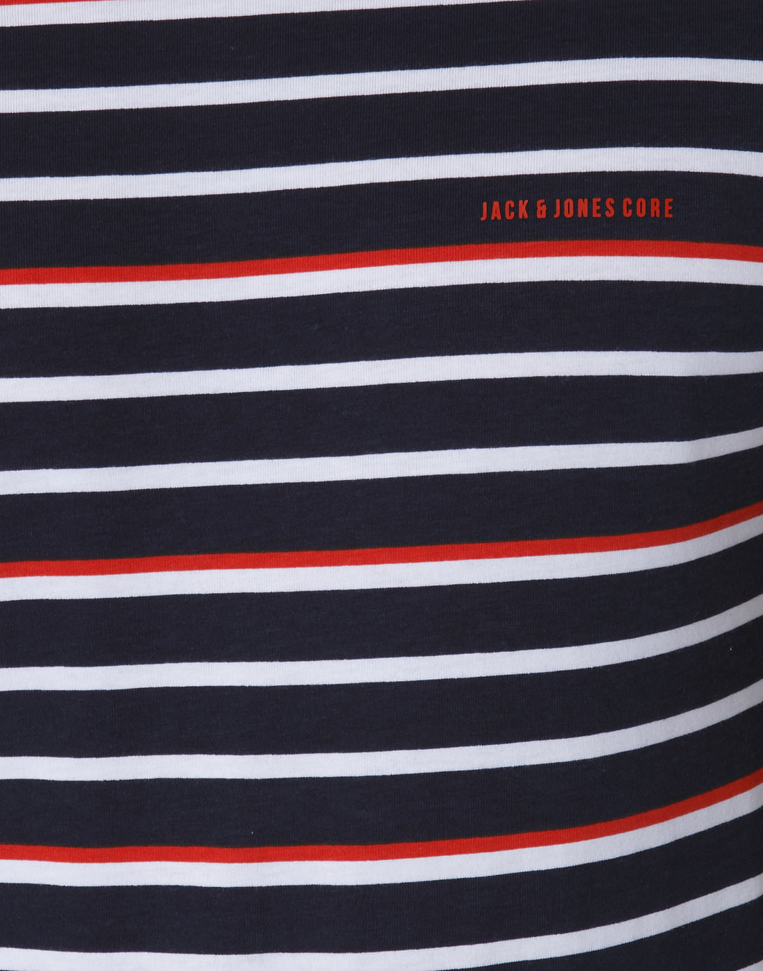 White & Red Striped Crew Neck T-Shirt