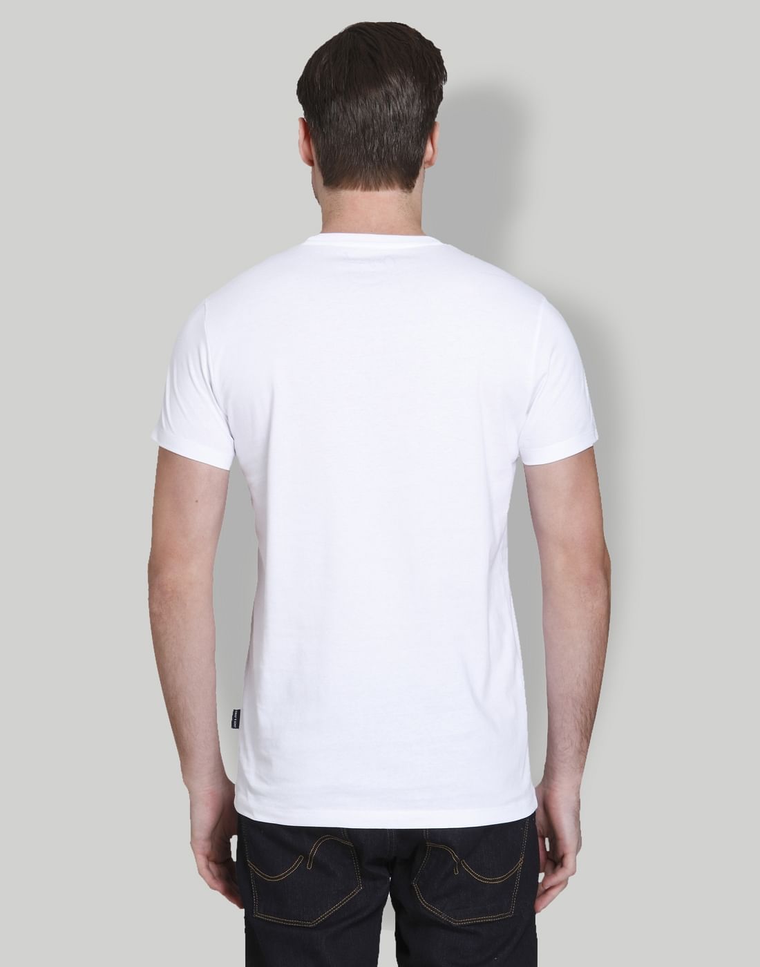 White Patch Print Crew Neck T-Shirt