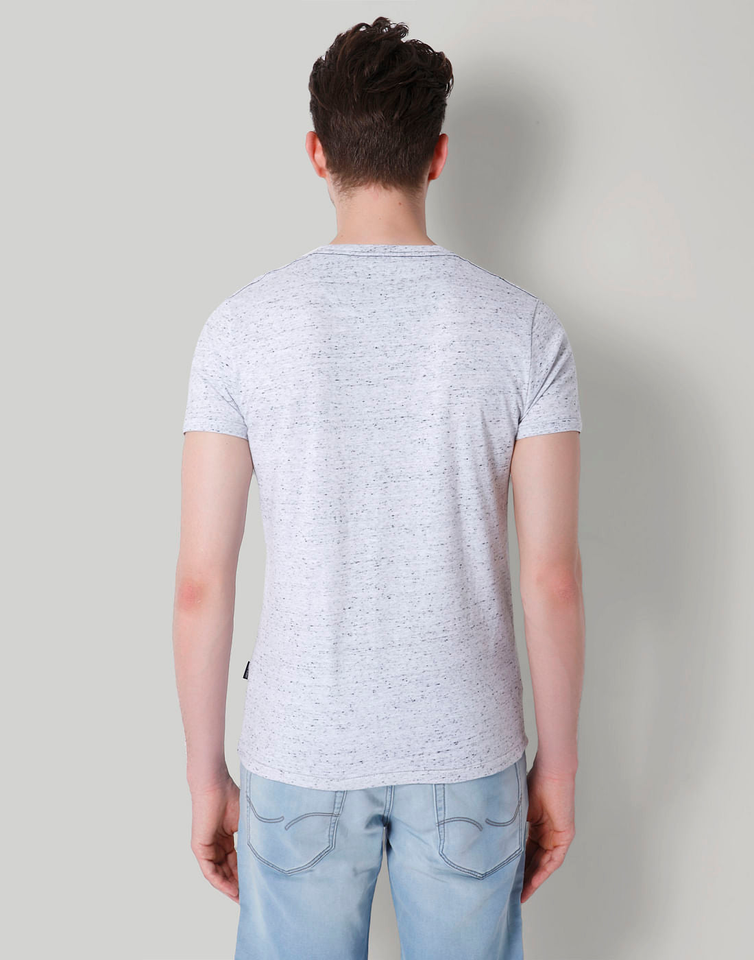 Grey Text Print Crew Neck T-Shirt