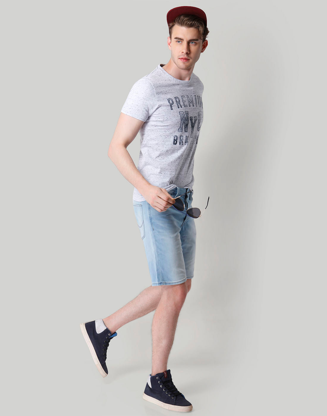 Grey Text Print Crew Neck T-Shirt