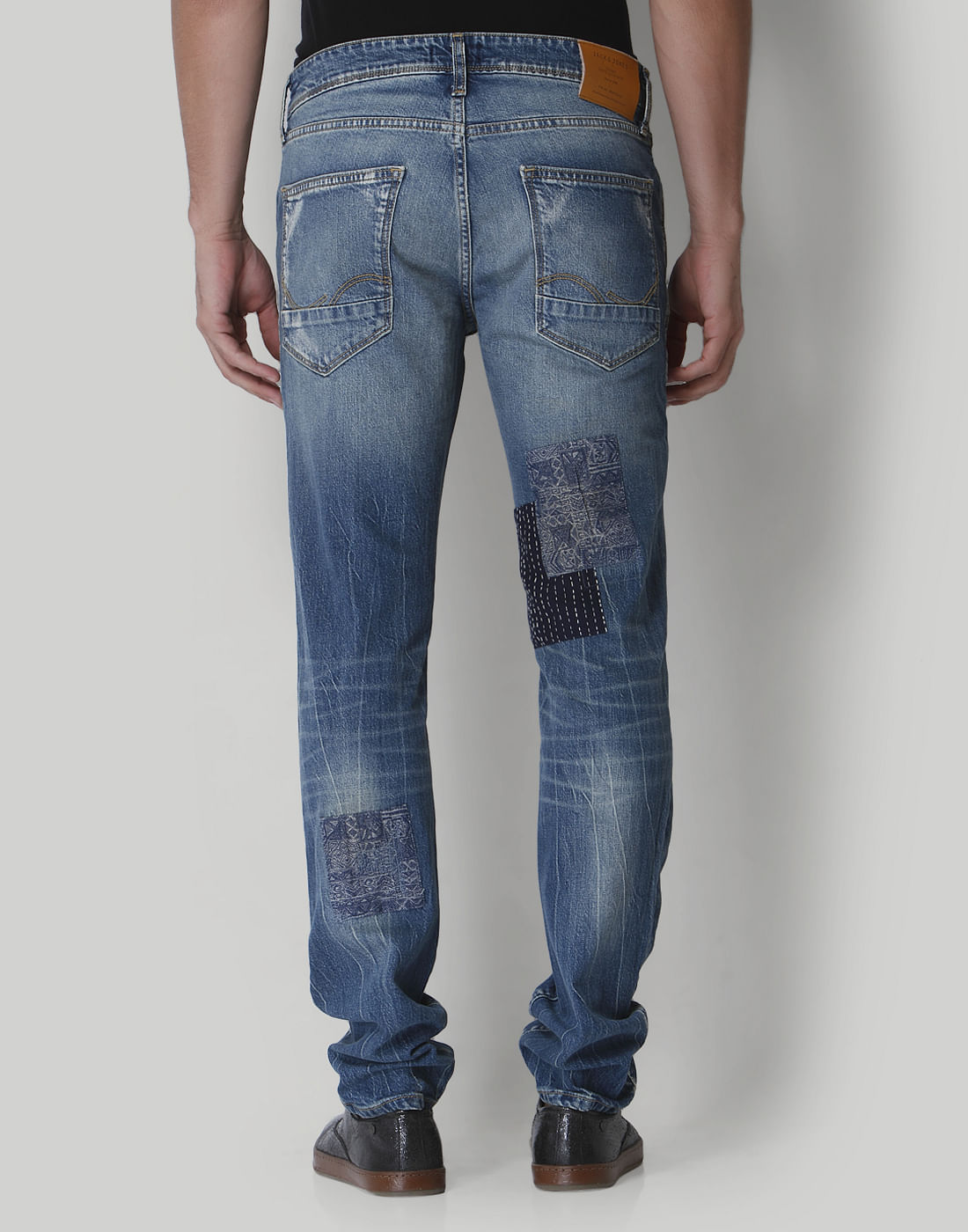Blue Distressed Low Rise Jeans