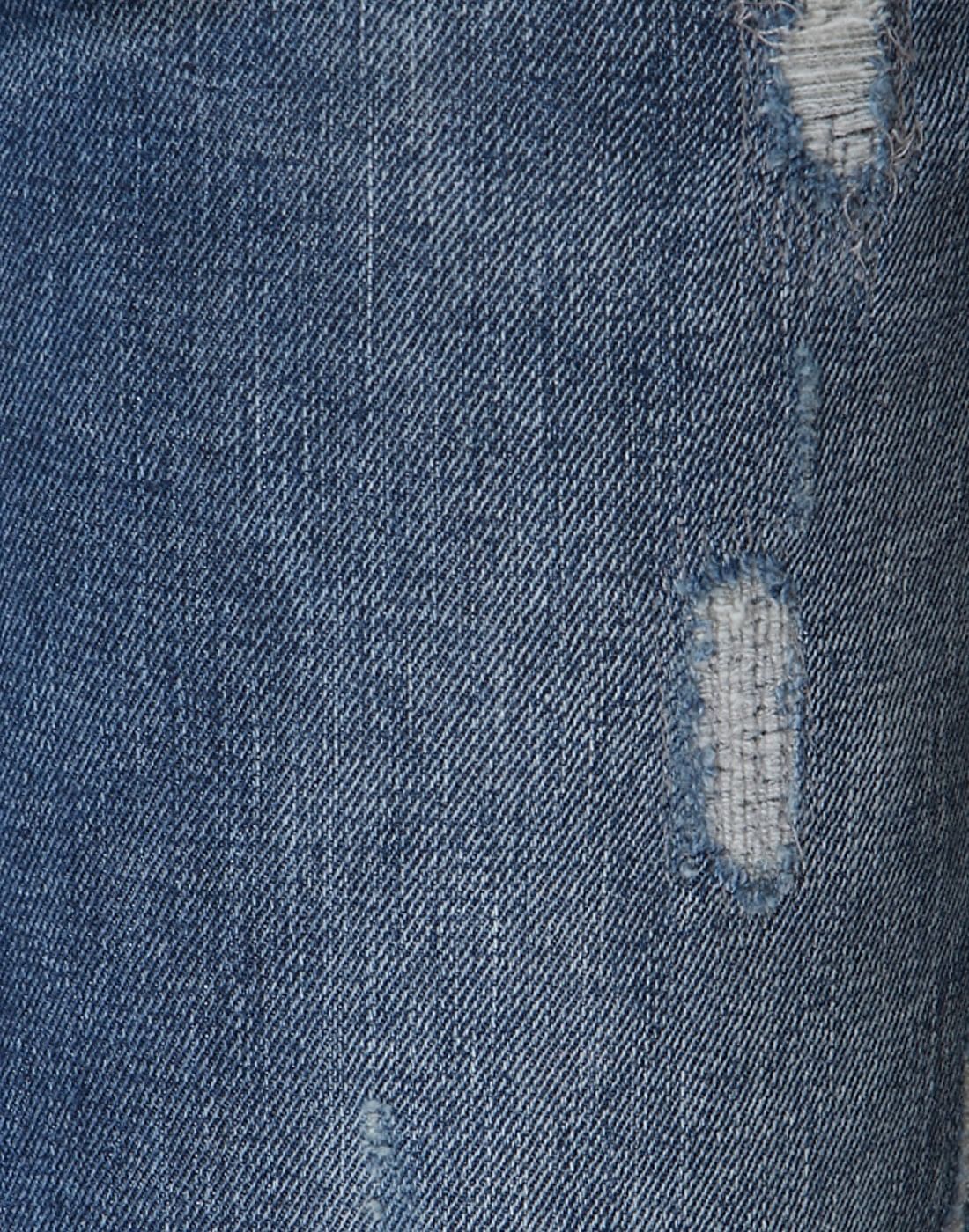 Blue Distressed Low Rise Slim Fit Jeans