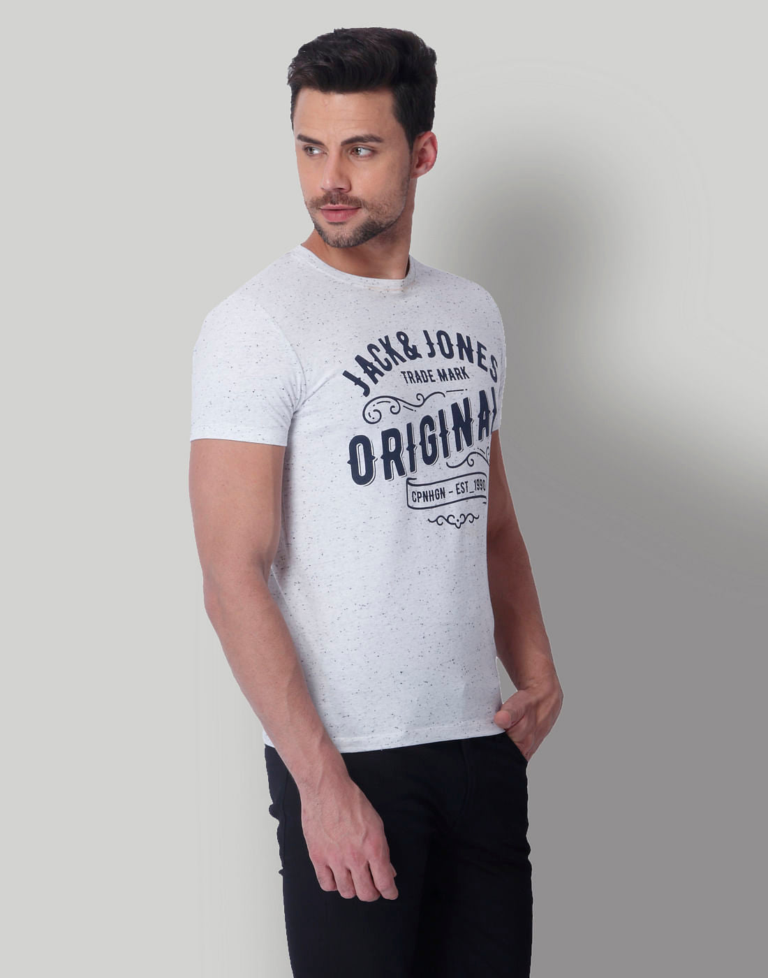 White Text Print Crew Neck T-Shirt