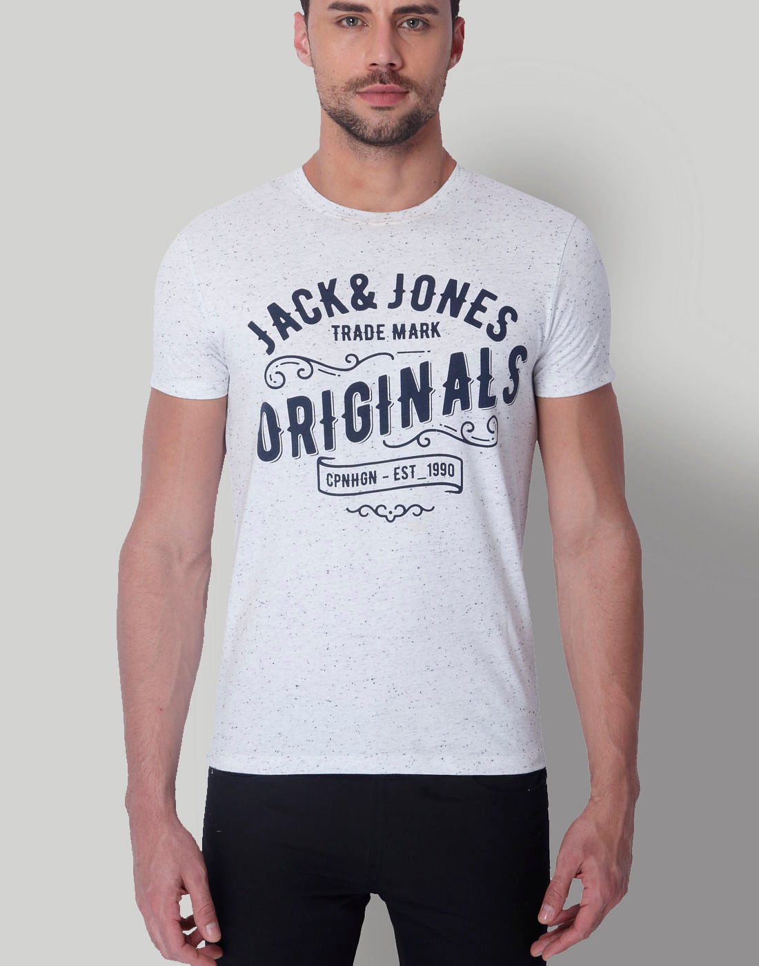White Text Print Crew Neck T-Shirt