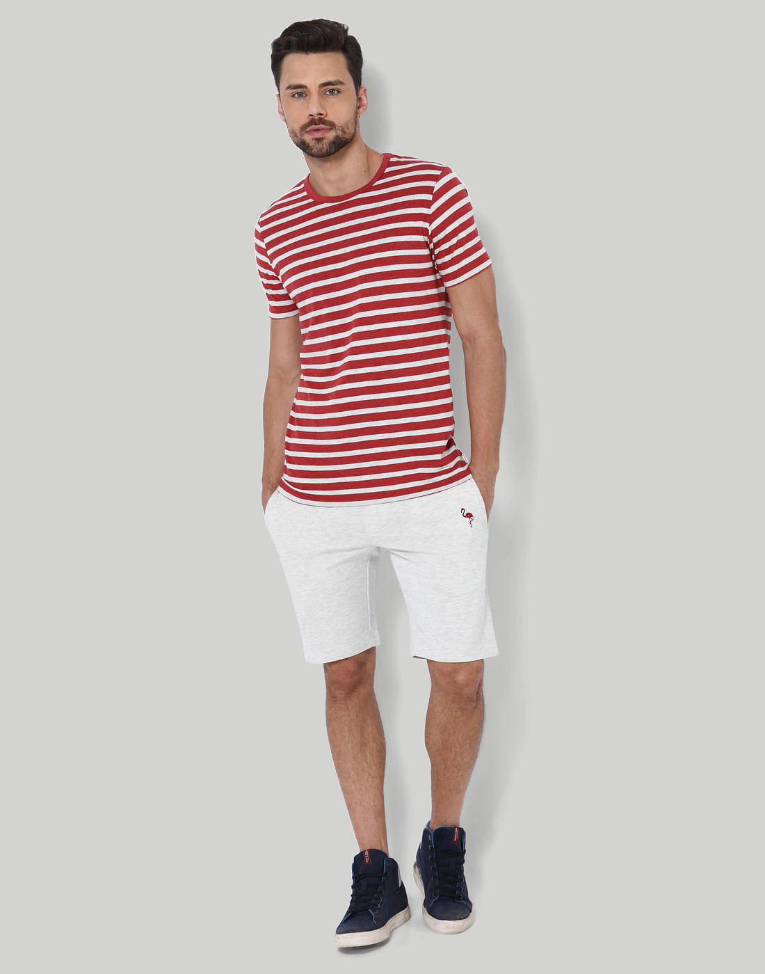Red Striped Crew Neck T-Shirt