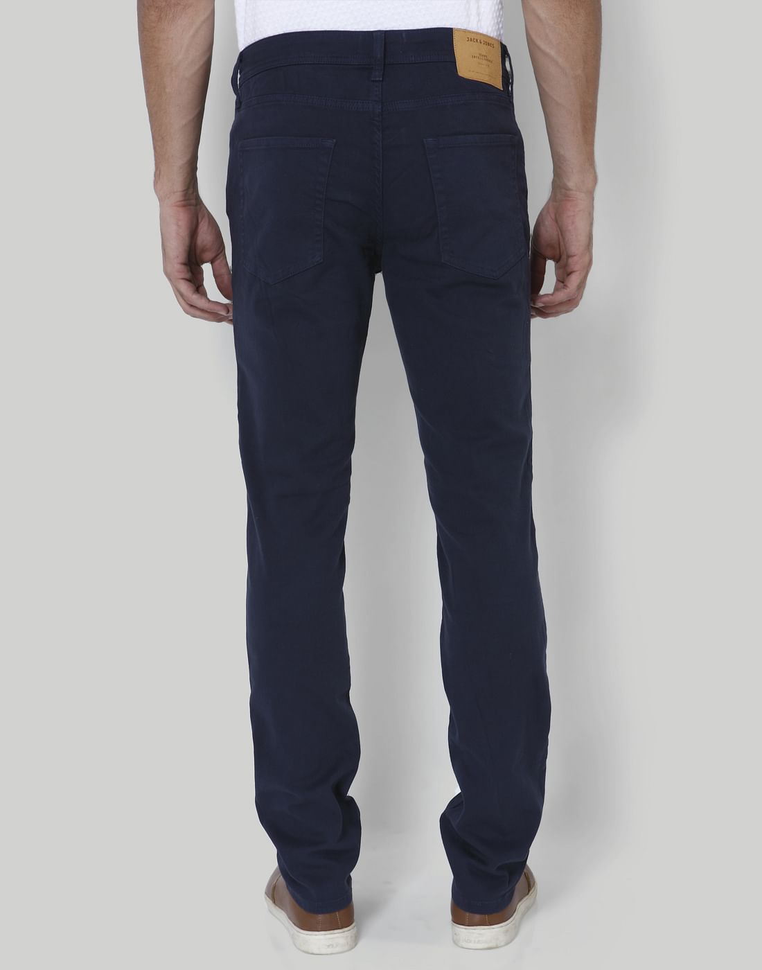 Dark Blue Mid Rise Slim Fit Chinos