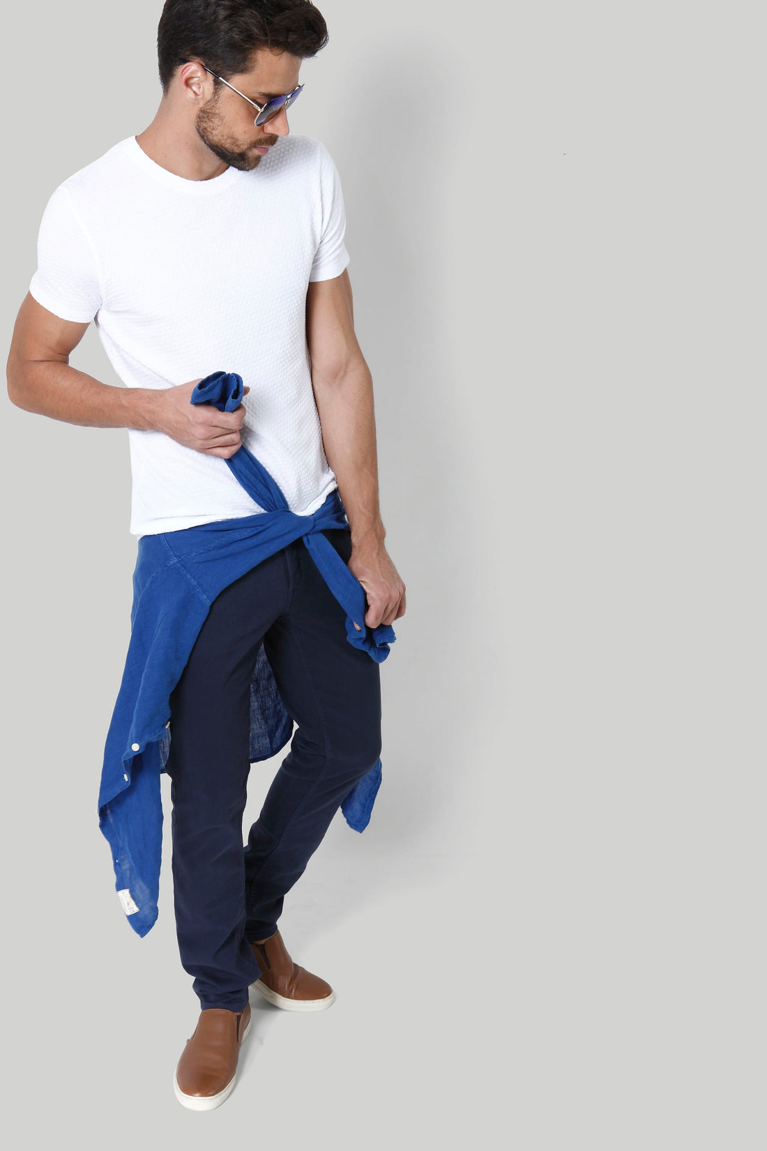 Dark Blue Mid Rise Slim Fit Chinos