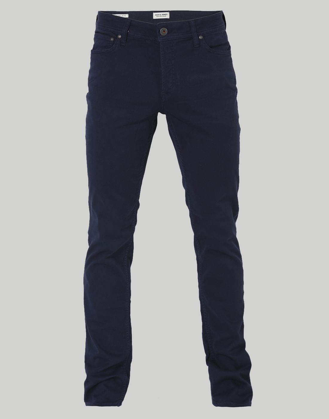 Dark Blue Mid Rise Slim Fit Chinos