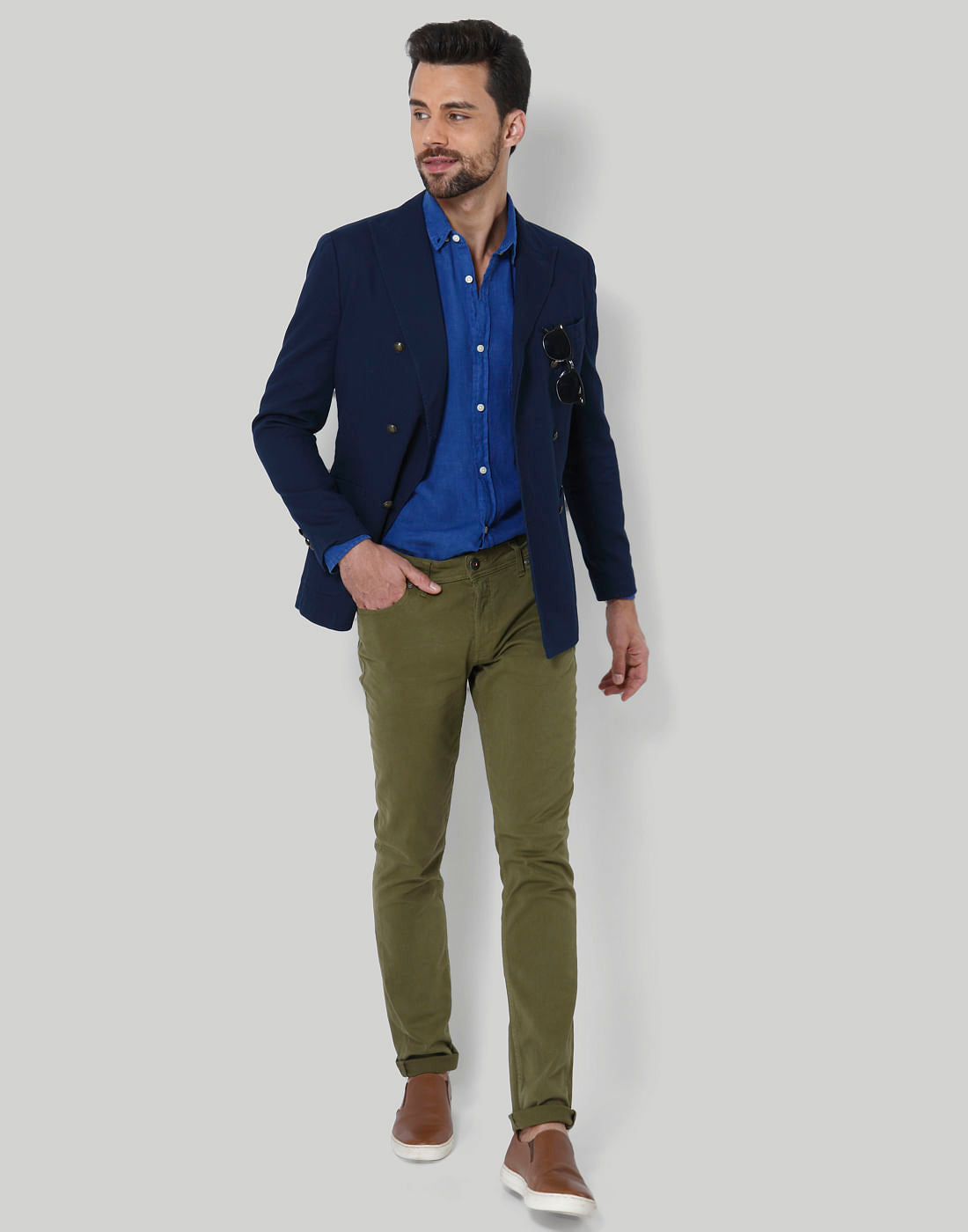 Green Mid Rise Slim Fit Chinos