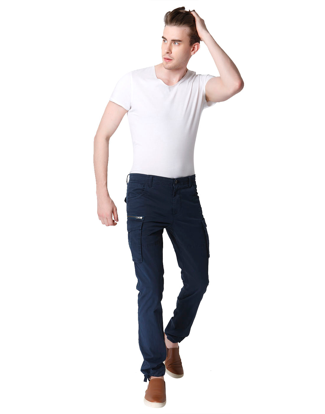 Blue Mid Rise Trouser